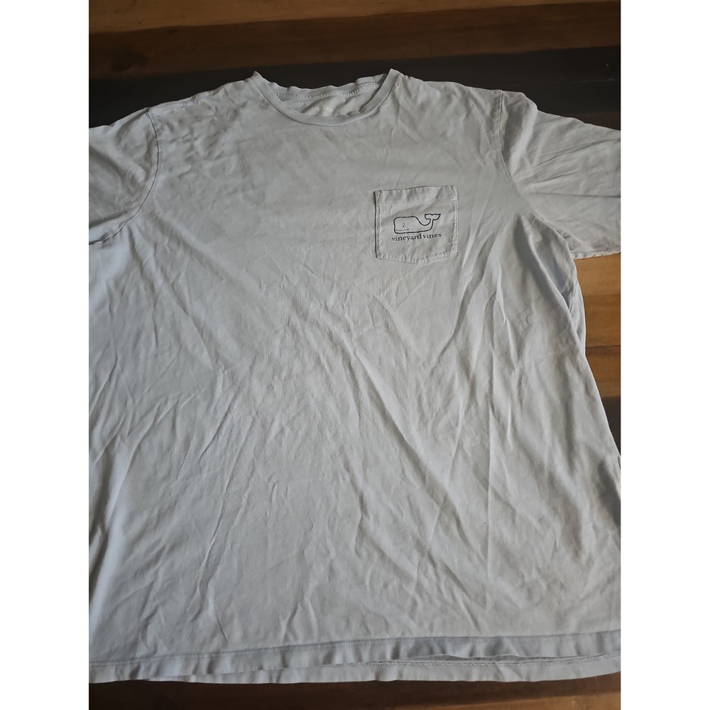 Vineyard Vines Men's XXL Whale Pocket T-Shirt Light Blue Back Graphic Tee 0096